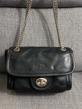 Coach Vintage Black Y2K convertible shoulder-crossbody bag with silver hardware
